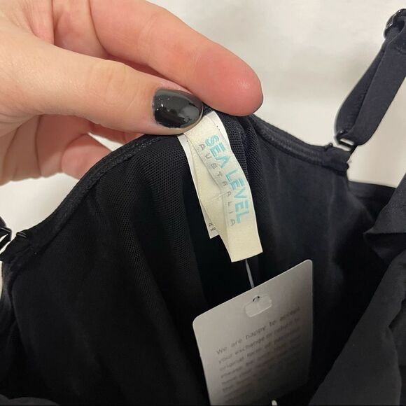 Sea Level Australia Ruffle One Piece Black Swimsuit Flattering Size 4/8 - Picture 4 of 7